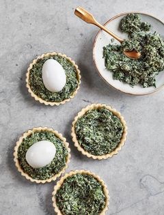 Mini spinach, ricotta and egg pies