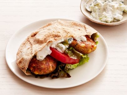 Mini veggie burger pitas