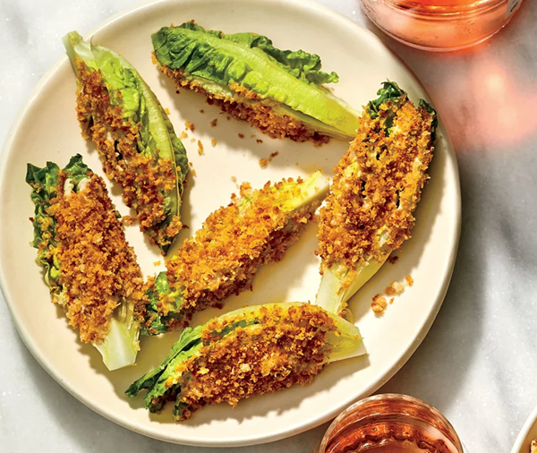 Mini wedge salads with anchovy dressing