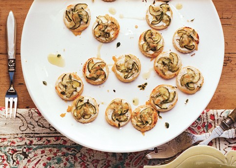 Mini zucchini and goat cheese tarts