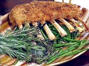 Mint and lemon-crusted rack of lamb with mascarpone creamed spinach