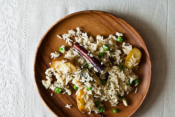 Mint and potato pulao