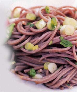 Mint and scallion soba noodles