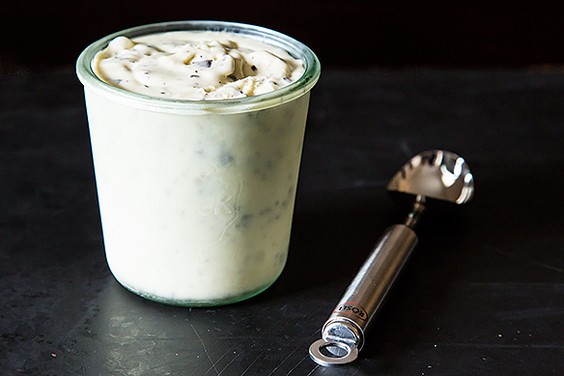 Mint-basil chip ice cream