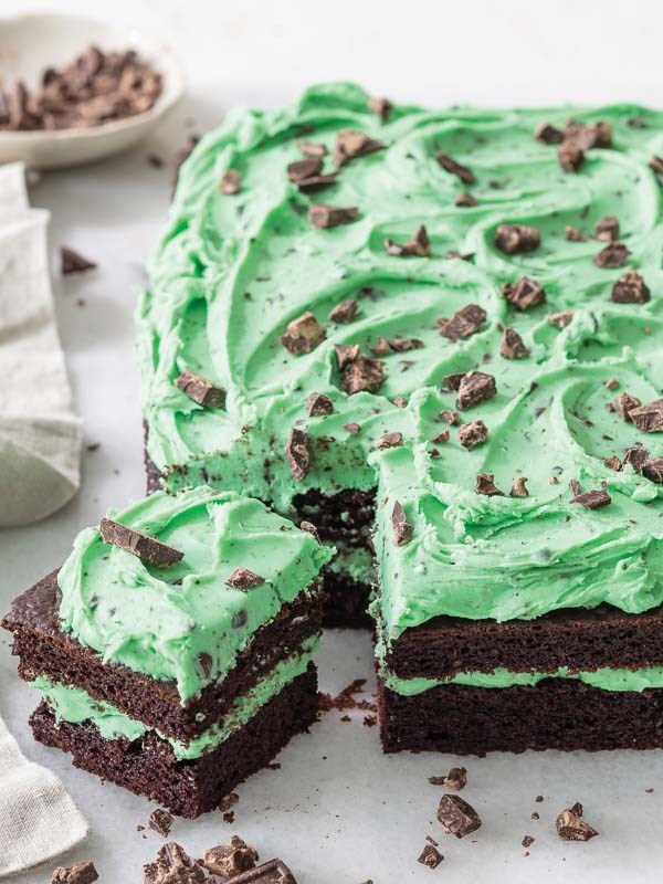 Mint chip sheet cake [mint chip buttercream]