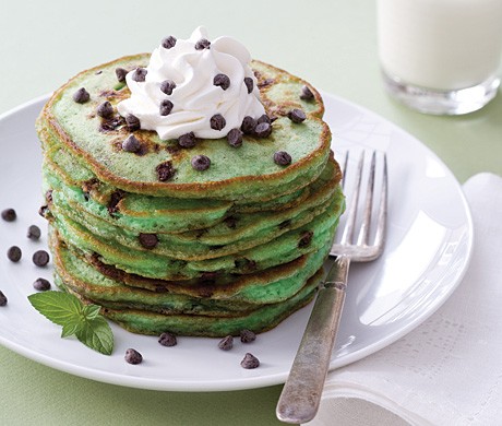 Mint chocolate chip pancakes