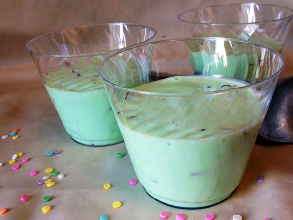 Mint chocolate chip panna cotta