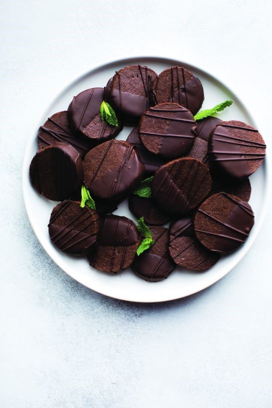 Mint chocolate slice-and-bake cookies
