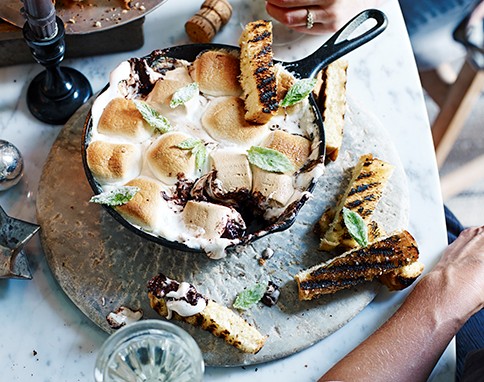 Mint hot chocolate skillet