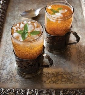 Mint, vinegar + flixweed shrub (Khak-e shir-o sekanjebin.yakhmal-e Yazdi)