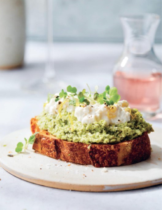 Minted green garbanzo and burrata toast [Soni Dave-Schock, Bottlehouse]