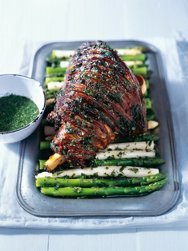 Minted lamb leg