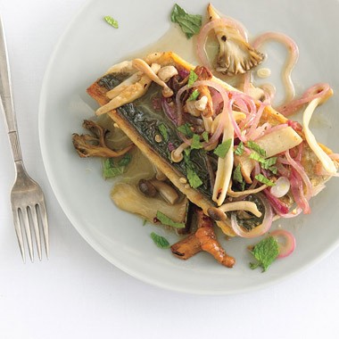 Minted mackerel and mushroom escabeche