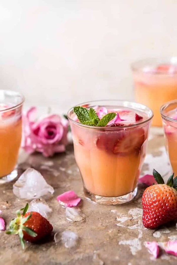 Minted orange and strawberry coolers
