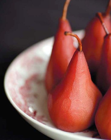 Minted poached pears with Parmesan (Pere cotte con menta e Parmigiano-Reggiano)