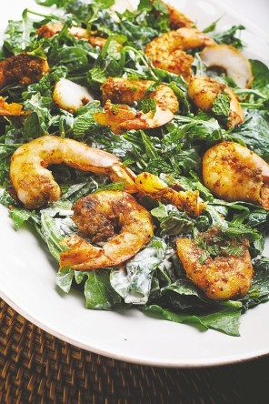 Minty cardamom shrimp salad