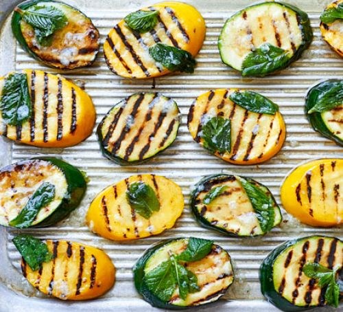 Minty griddled courgettes