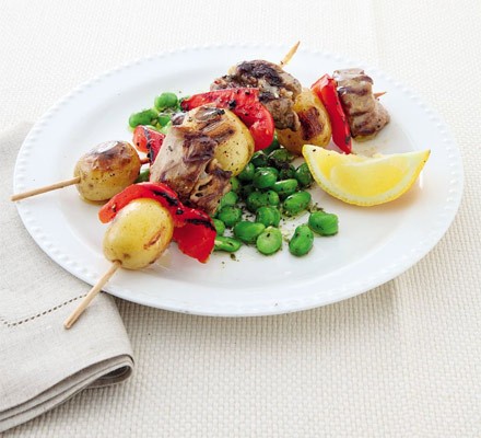 Minty lamb, broad bean & feta wraps for 4