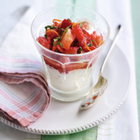 Minty strawberries with ginger yogurt