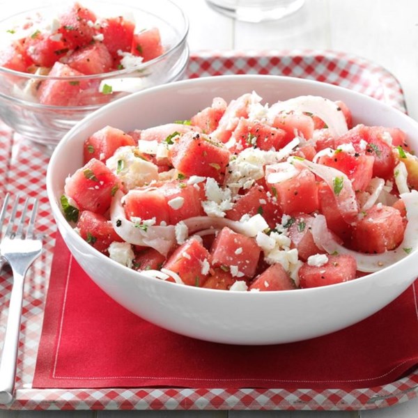 Minty watermelon salad