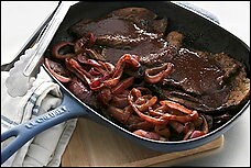 Minute steak with cherry-mustard glaze