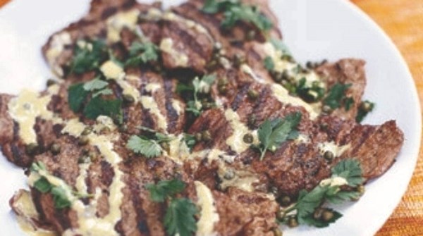 Minute steaks with anchovy dressing