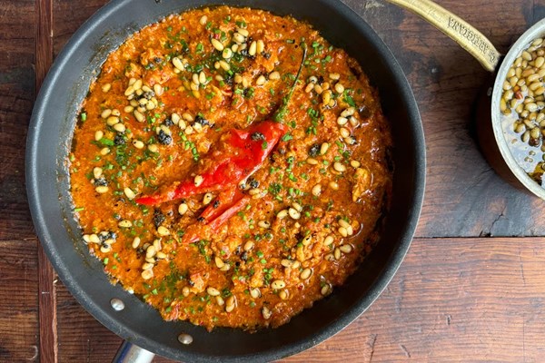 Mirza ghasemi with Urfa and pine nut butter