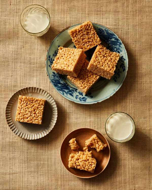 Miso and brown butter Rice Krispies bars