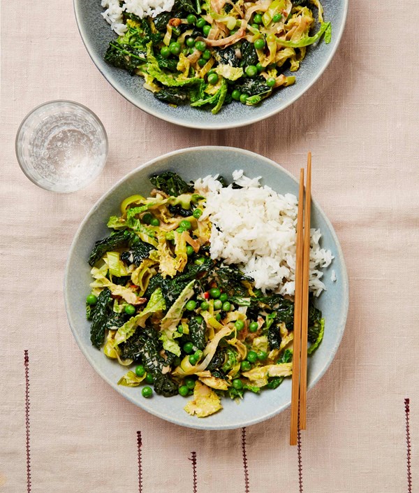 Miso and coconut winter greens