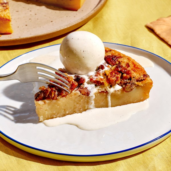 Miso and maple pecan-butter mochi cake 
