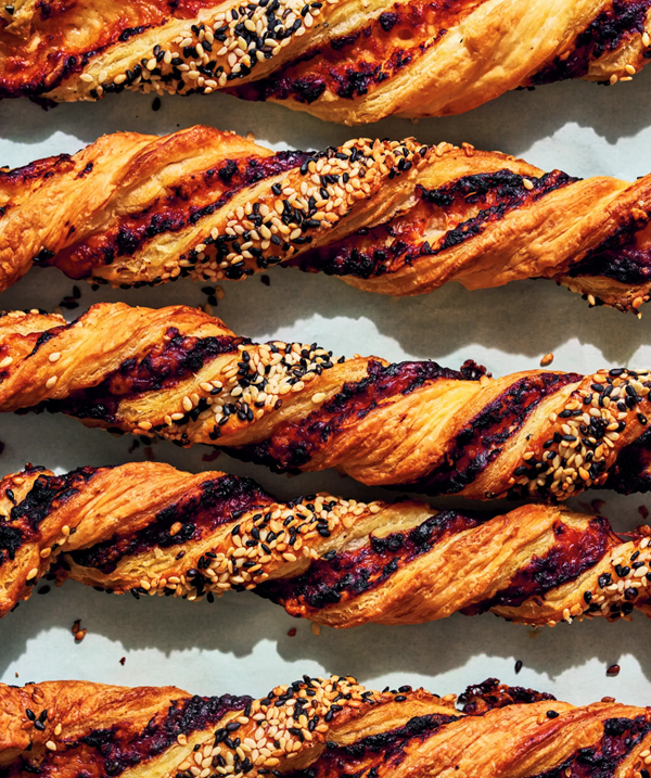 Miso and sesame cheese twists