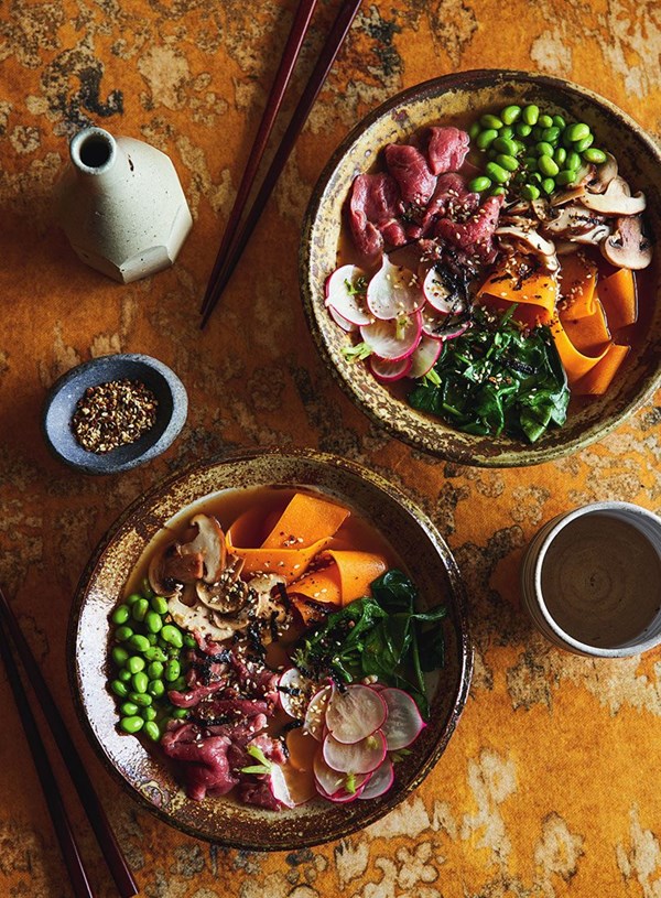 Miso beef broth bowl