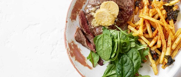 Miso-buttered steak with togarashi fries