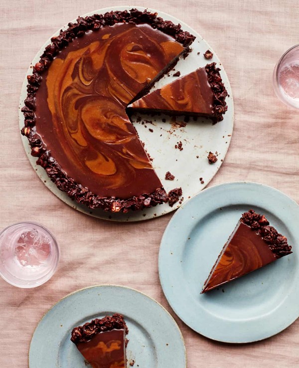 Miso caramel and chocolate tart