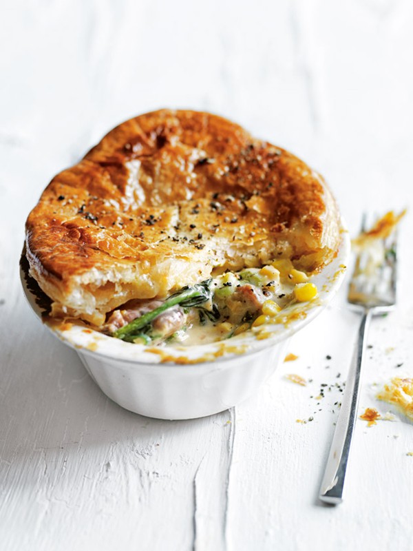 Miso chicken and corn pot pies