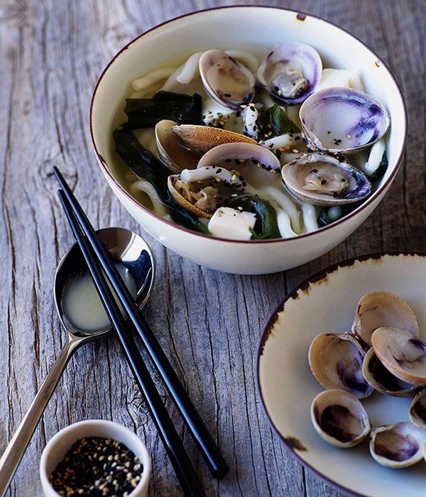 Miso clams with udon