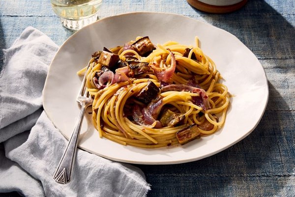 Miso-eggplant spaghetti