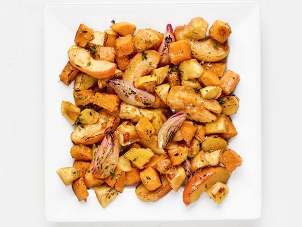 Miso-ginger glazed apples and veggies 