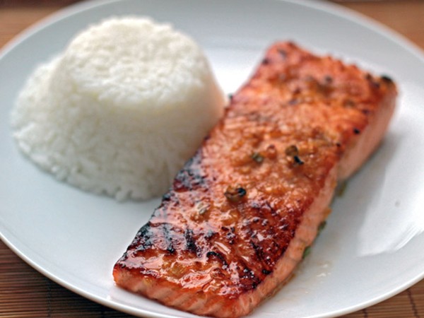 Miso-ginger marinated salmon