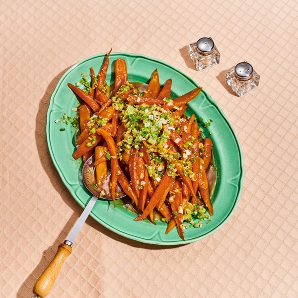 Miso-glazed carrots with scallion gremolata
