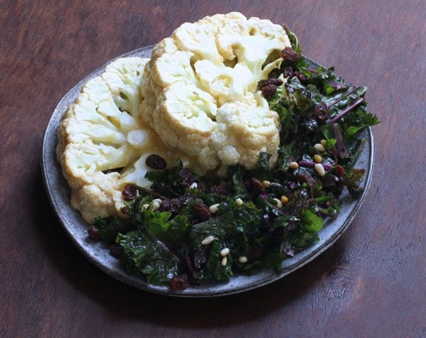 Miso-glazed cauliflower and kale salad