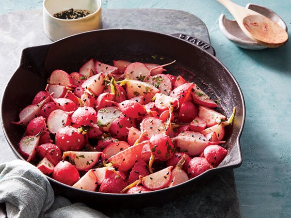 Miso-glazed radishes