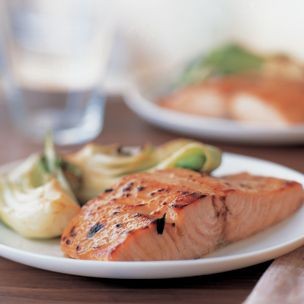 Miso-glazed salmon with bok choy