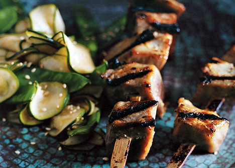 Miso-glazed tuna kebabs
