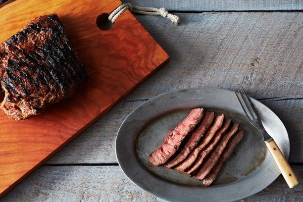 Miso marinated flat iron steak with yuzu kosho