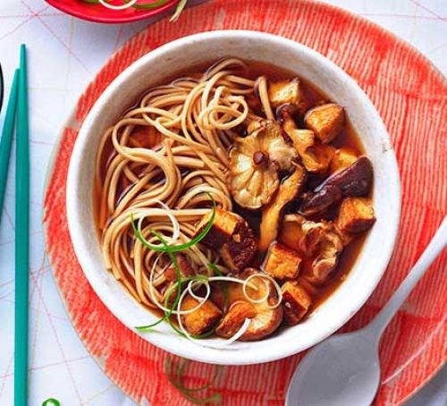 Miso, mushroom & tofu noodle soup