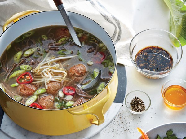 Miso noodle soup with meatballs