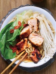 Miso salmon and pak choi ramen