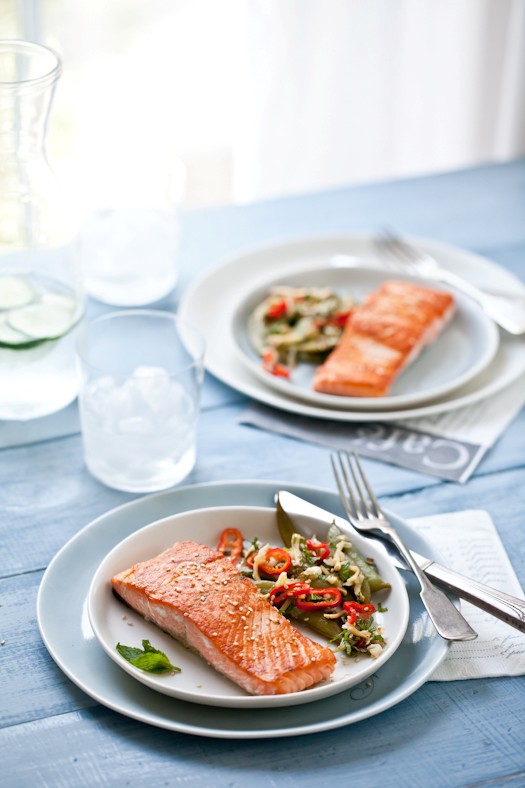Miso salmon with ginger vegetables