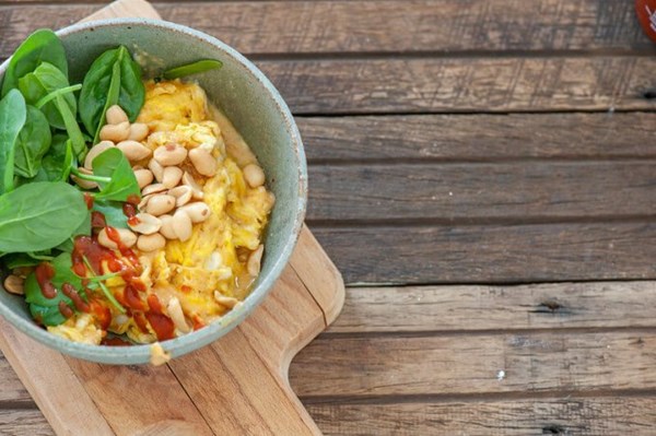 Miso satay eggs